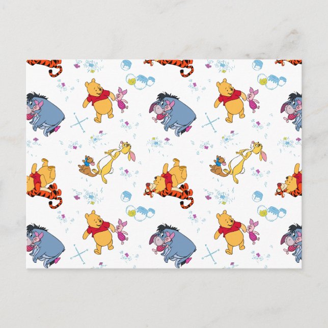 Winnie the Pooh | Hanging with Friends Pattern Postcard (Front)