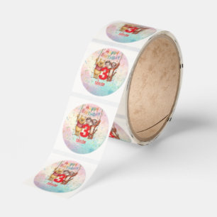 Winnie the Pooh   Happy Birthday Classic Round Sticker