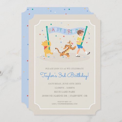 Winnie the Pooh  Happy Birthday Invitation