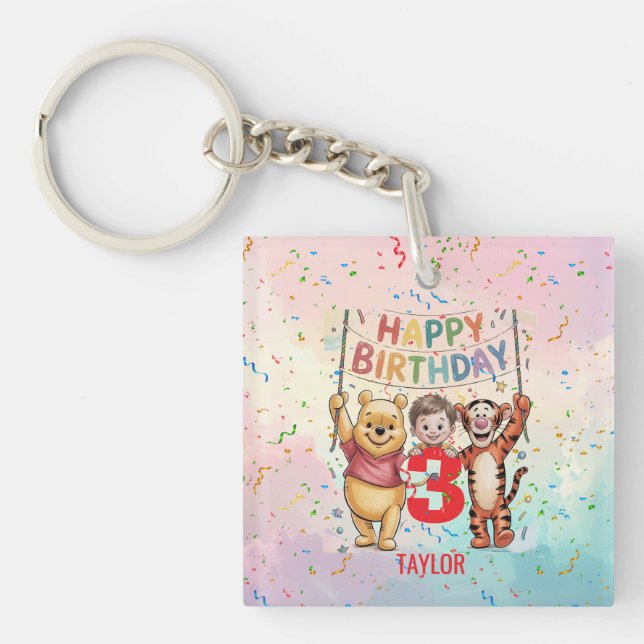Winnie the Pooh | Happy Birthday Keychain (Front)