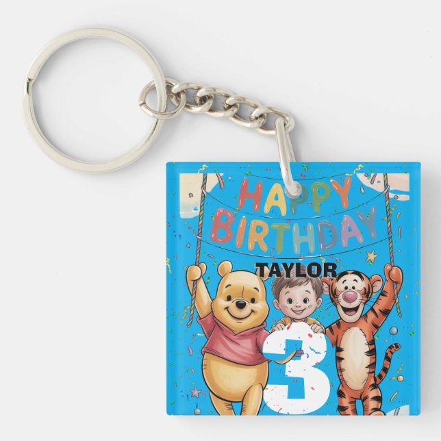 Winnie the Pooh | Happy Birthday Keychain (Front)