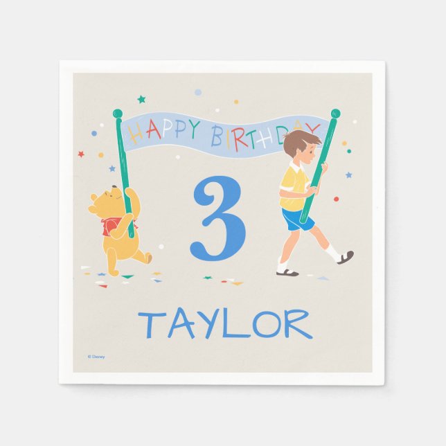 Winnie the Pooh | Happy Birthday Napkins (Front)