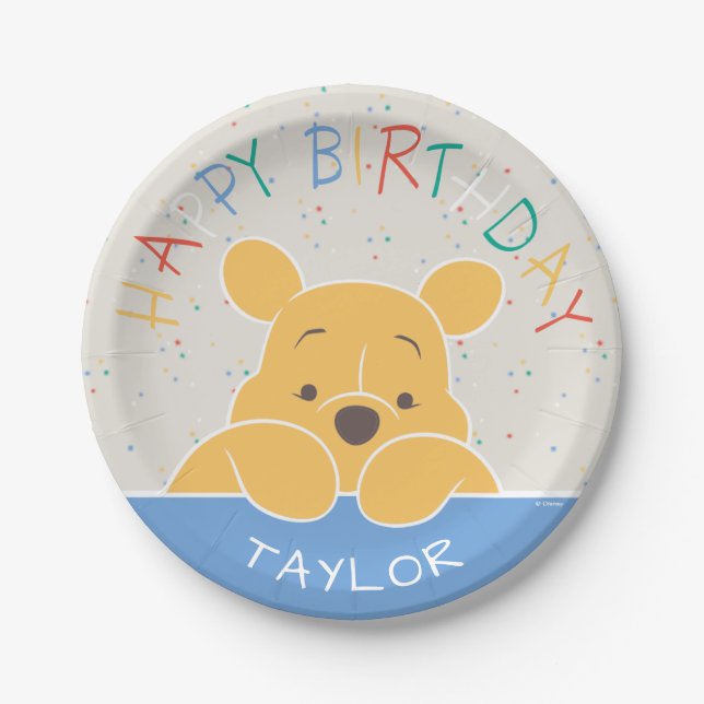 Winnie the Pooh | Happy Birthday Paper Plates (Front)