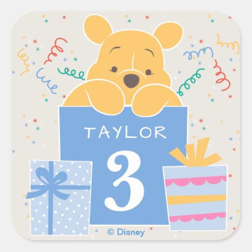 Winnie the Pooh | Happy Birthday Square Sticker