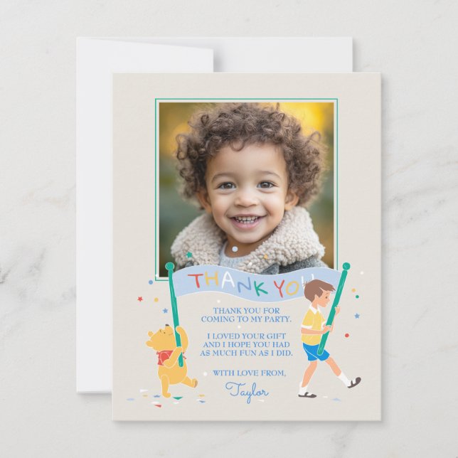 Winnie the Pooh | Happy Birthday Thank You Card (Front)