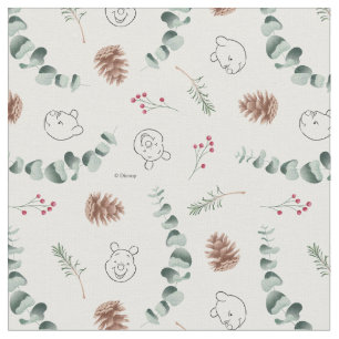 Winnie the Pooh Happy Christmas Pattern Fabric
