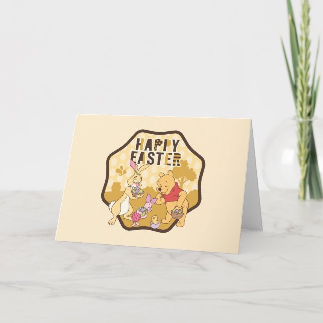 Winnie the Pooh | Happy Easter Badge Card (Front)