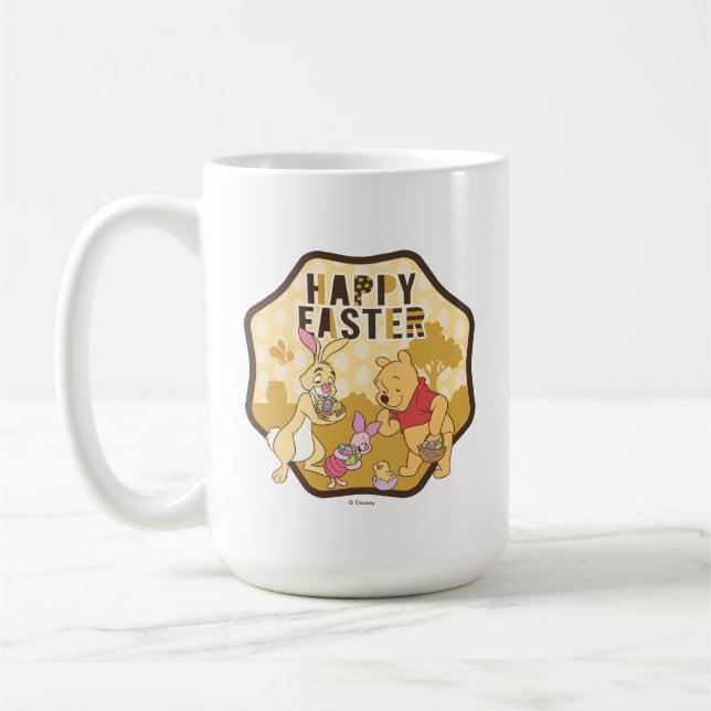 Winnie the Pooh | Happy Easter Badge Coffee Mug (Left)