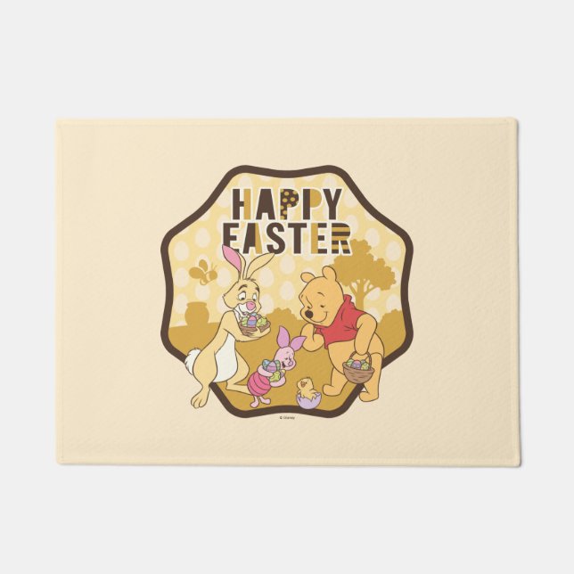 Winnie the Pooh | Happy Easter Badge Doormat (Front)