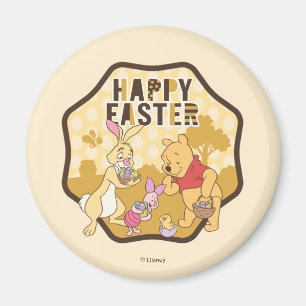 Winnie the Pooh Happy Easter Badge Magnet