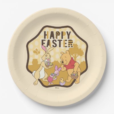 Winnie the Pooh | Happy Easter Badge Paper Plates