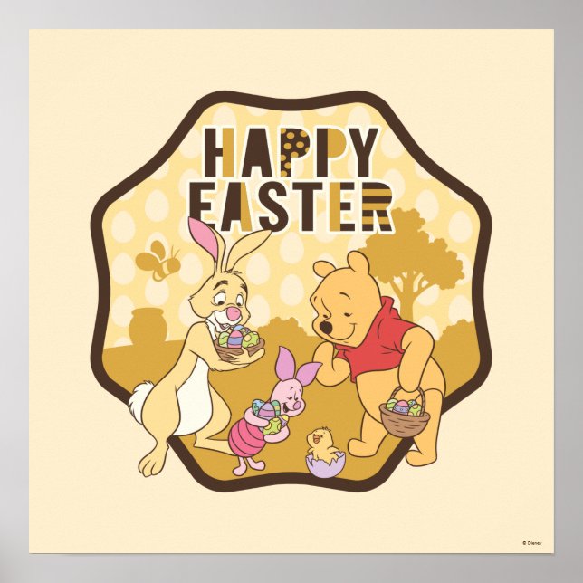 Winnie the Pooh | Happy Easter Badge Poster (Front)