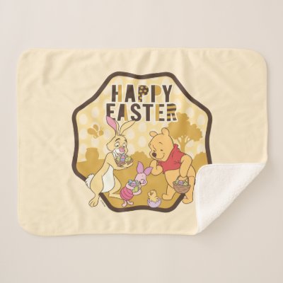 Winnie the Pooh | Happy Easter Badge Sherpa Blanket