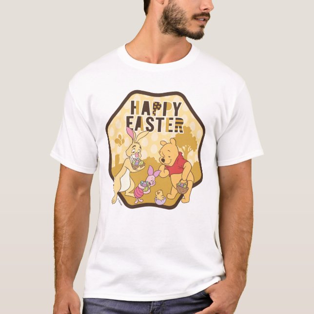 Winnie the Pooh | Happy Easter Badge T-Shirt (Front)