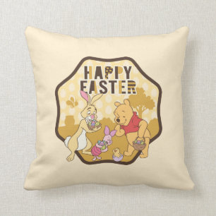 Winnie the Pooh Happy Easter Badge Throw Pillow