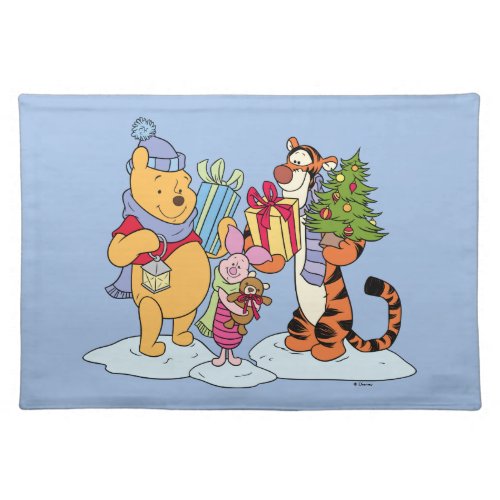 Winnie the Pooh  Happy Holidays Gift Giving Cloth Placemat