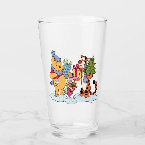 Winnie the Pooh  Happy Holidays Gift Giving Glass