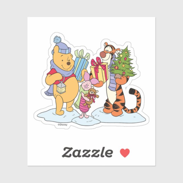 Winnie the Pooh | Happy Holidays Gift Giving Sticker (Sheet)