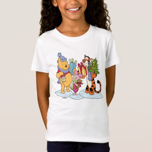Winnie the Pooh  Happy Holidays Gift Giving T_Shirt