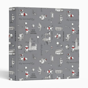 Winnie the Pooh Hello Friends Grey Pattern 3 Ring Binder