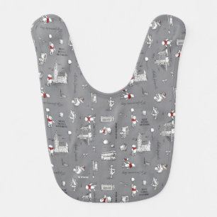 Winnie the Pooh Hello Friends Grey Pattern Baby Bib