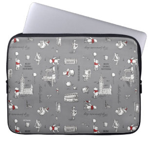 Winnie the Pooh   Hello Friends Grey Pattern Laptop Sleeve