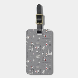 Winnie the Pooh Hello Friends Grey Pattern Luggage Tag