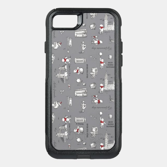 Winnie the Pooh | Hello Friends Grey Pattern Otterbox iPhone Case (Back)