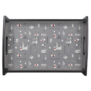 Winnie the Pooh Hello Friends Grey Pattern Serving Tray