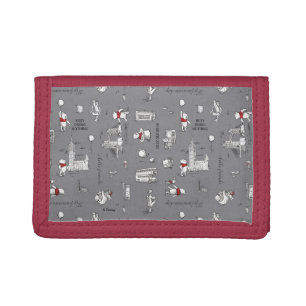Winnie the Pooh Hello Friends Grey Pattern Tri-fold Wallet