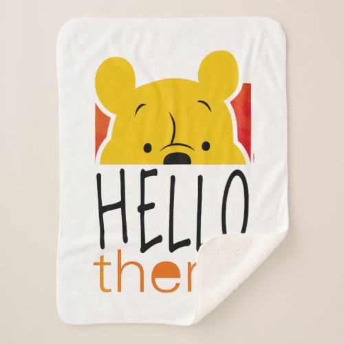 Winnie the Pooh | Hello There! Sherpa Blanket - This colorful graphic features Winnie the Pooh and the text, "Hello there!"