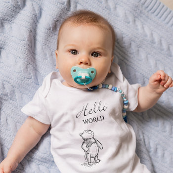 Winnie The Pooh | Hello World Quote Baby Bodysuit by winniethepooh at Zazzle