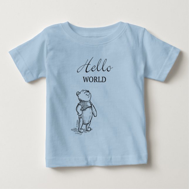 Winnie the Pooh | Hello World Quote Baby T-Shirt (Front)