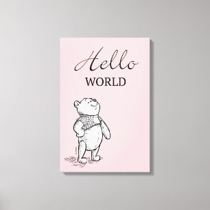 Winnie the Pooh   Hello World Quote Canvas Print