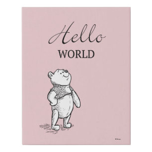 Winnie the Pooh   Hello World Quote Faux Canvas Print