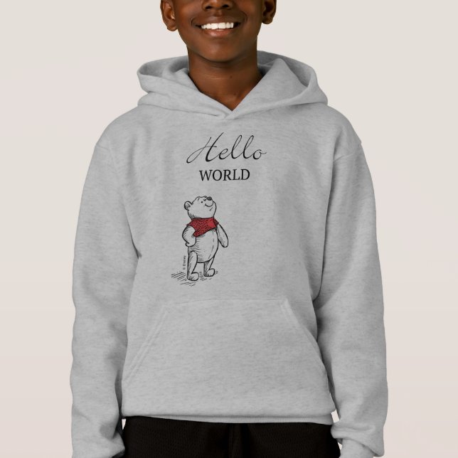 Winnie the Pooh | Hello World Quote Hoodie (Front)