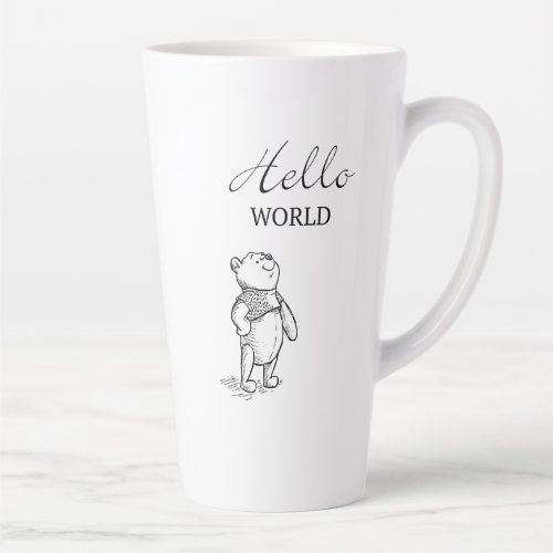Winnie the Pooh  Hello World Quote Latte Mug