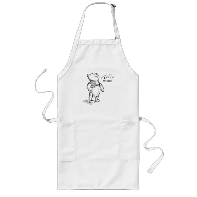 Winnie the Pooh | Hello World Quote Long Apron (Front)
