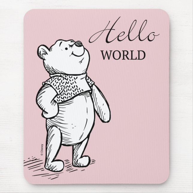Winnie the Pooh | Hello World Quote Mouse Pad (Front)