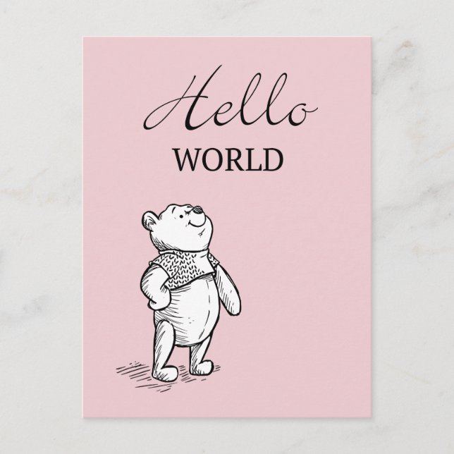 Winnie the Pooh | Hello World Quote Postcard (Front)