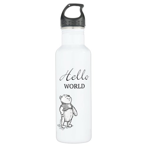 Winnie the Pooh  Hello World Quote Stainless Steel Water Bottle