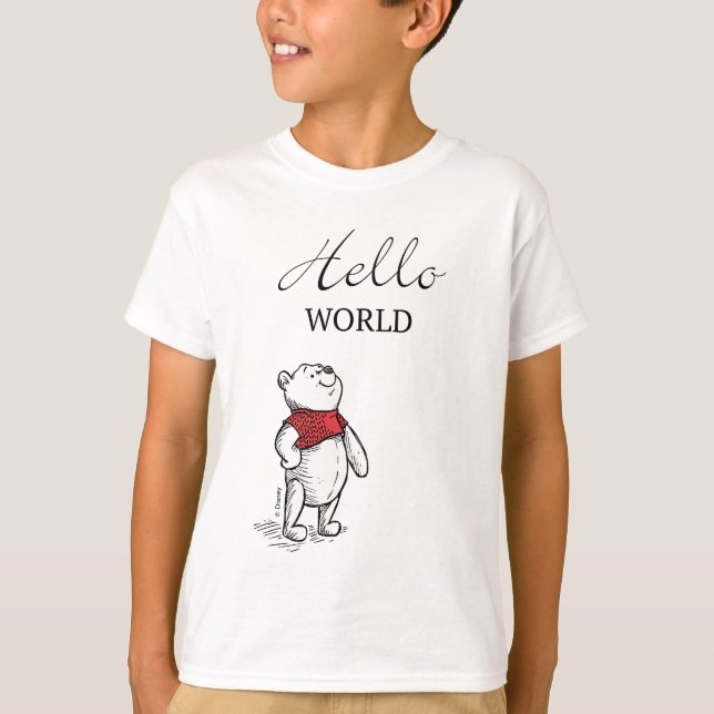 Winnie the Pooh | Hello World Quote T-Shirt (Front)