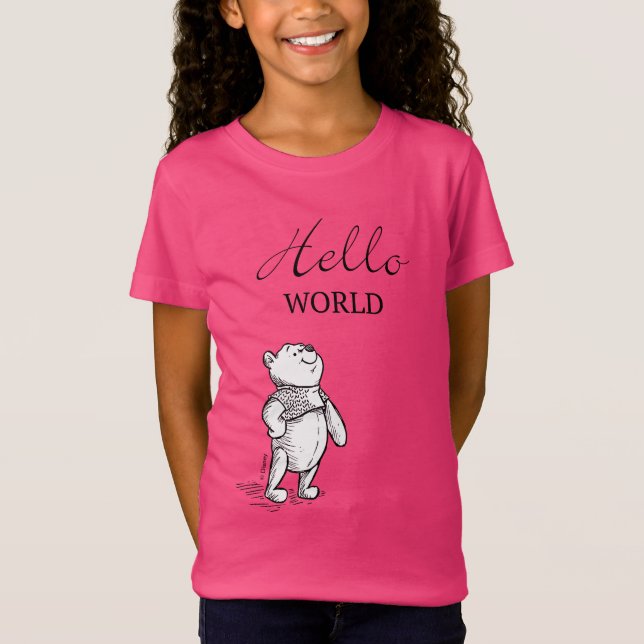 Winnie the Pooh | Hello World Quote T-Shirt (Front)