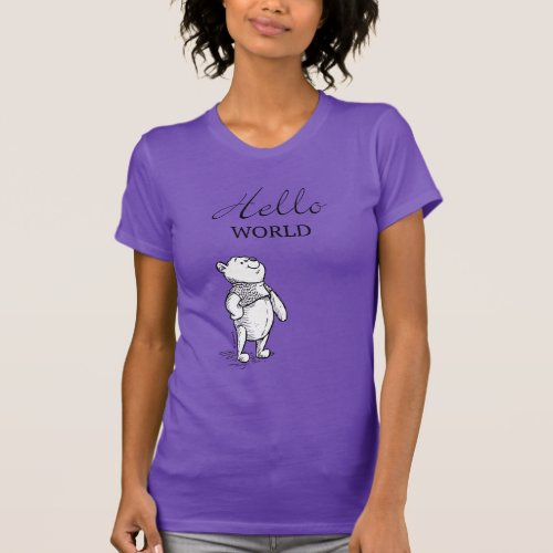 Winnie the Pooh  Hello World Quote T_Shirt