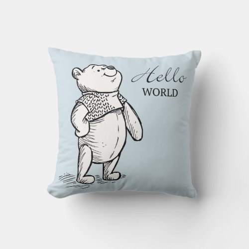 Winnie the Pooh  Hello World Quote Throw Pillow