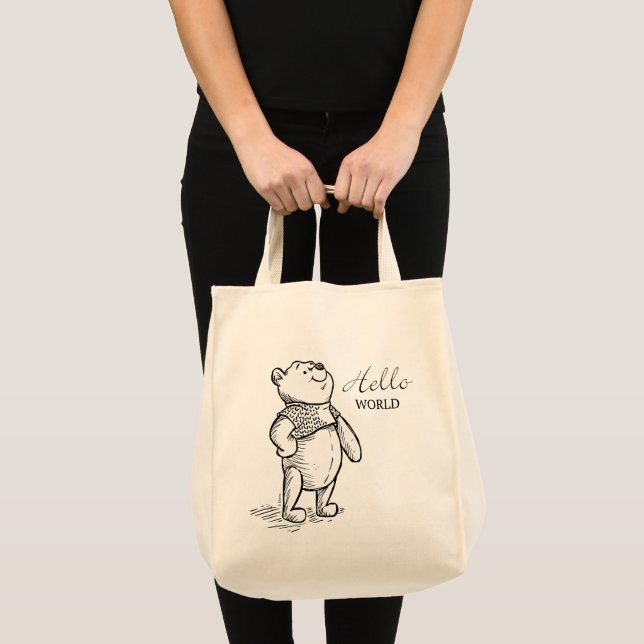 Winnie the Pooh | Hello World Quote Tote Bag (Front (Product))