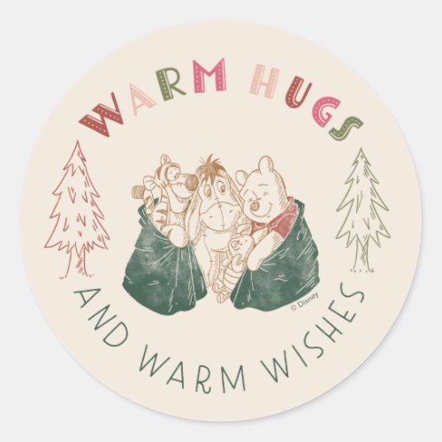 Winnie the Pooh | Holiday Wishes Classic Round Sticker