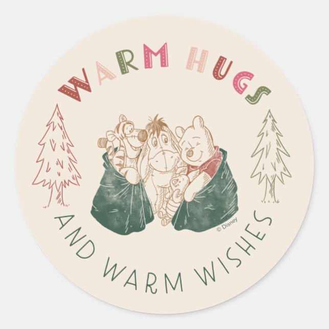 Winnie the Pooh | Holiday Wishes Classic Round Sticker (Front)