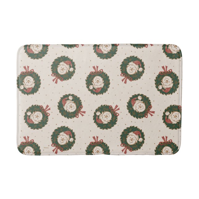 Winnie the Pooh Holiday Wreath Pattern Bath Mat (Front)