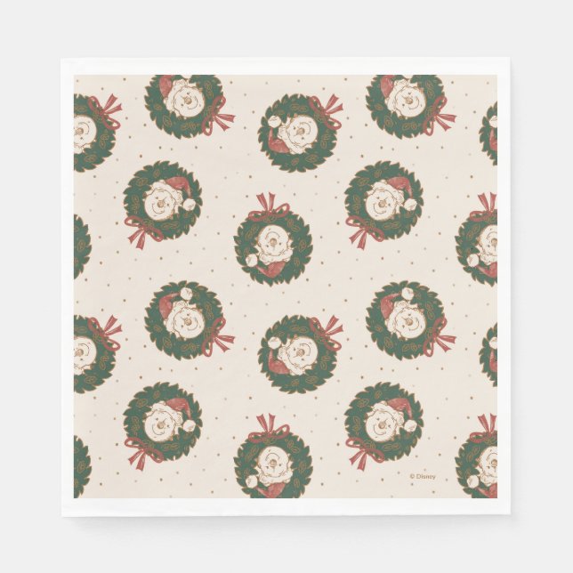 Winnie the Pooh Holiday Wreath Pattern Napkins (Front)